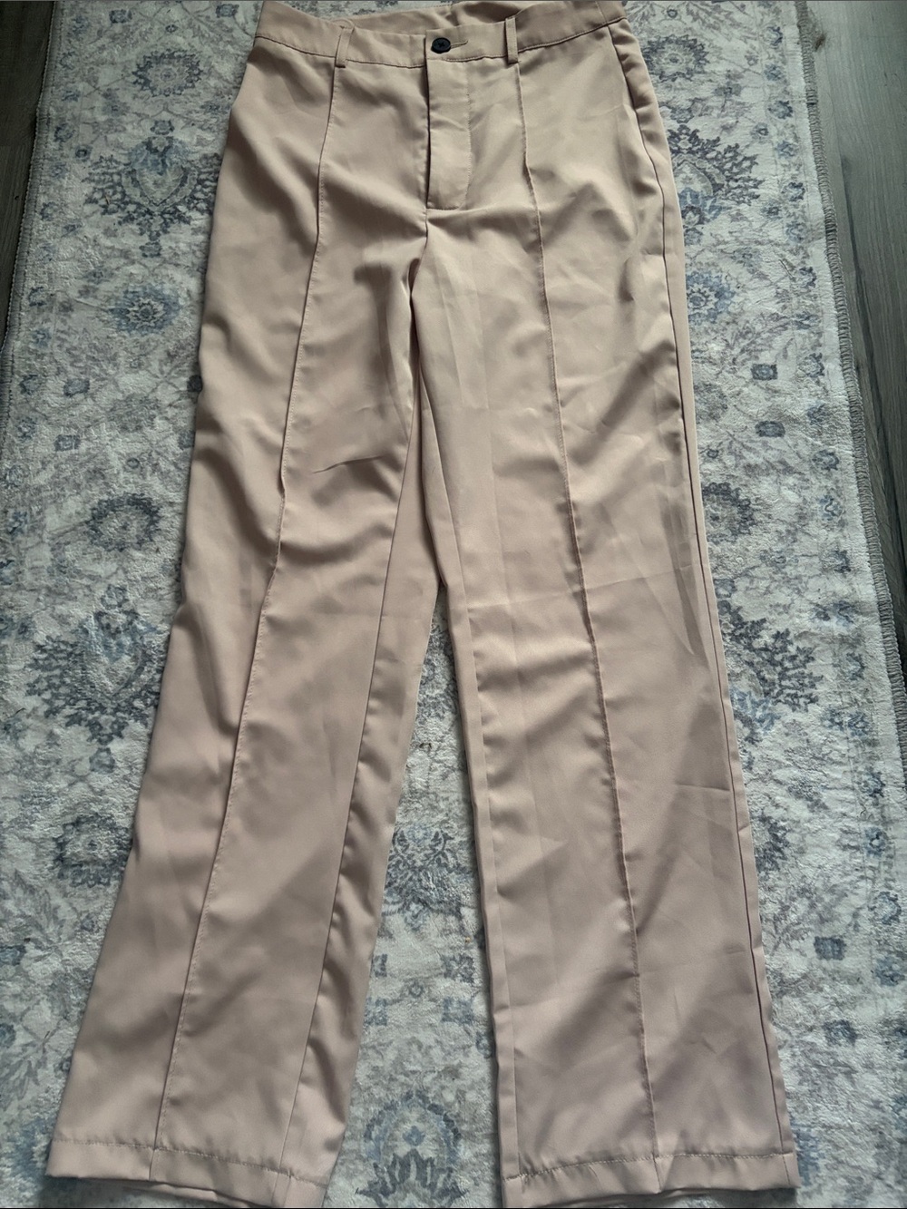 SHEIN Tailored High-Rise Straight Trousers in Beige